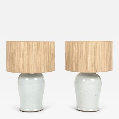 Pair of White Faience Jar Lamps