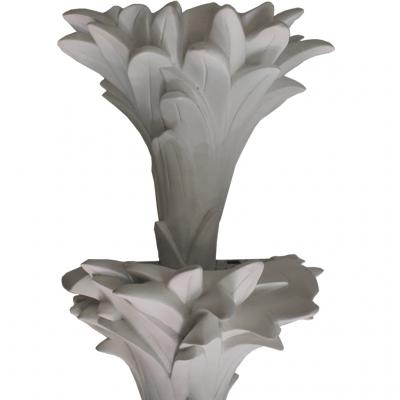 Pair of White Hand Carved Plaster Sconces in the Style of Dorothy Draper