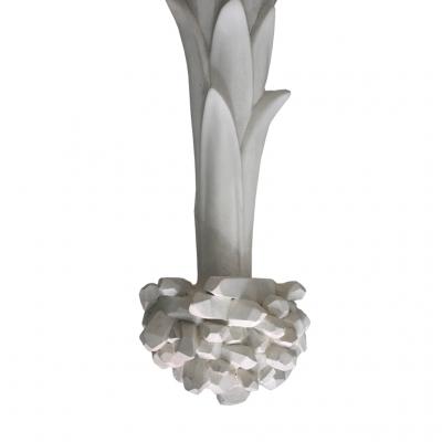 Pair of White Hand Carved Plaster Sconces in the Style of Dorothy Draper