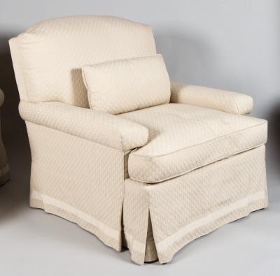 Pair of White Linen Club Chairs