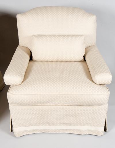 Pair of White Linen Club Chairs