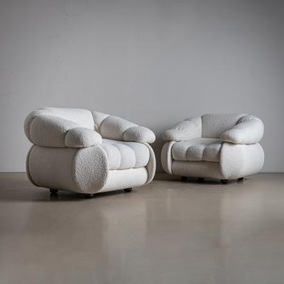 Pair of White Lounge Chairs by Adriano Piazzesi Italy 1970s