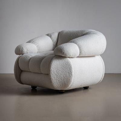 Pair of White Lounge Chairs by Adriano Piazzesi Italy 1970s