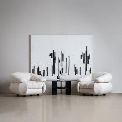 Pair of White Lounge Chairs by Adriano Piazzesi Italy 1970s