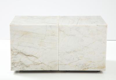 Pair of White Marble Cube Tables