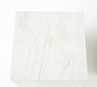Pair of White Marble Cube Tables