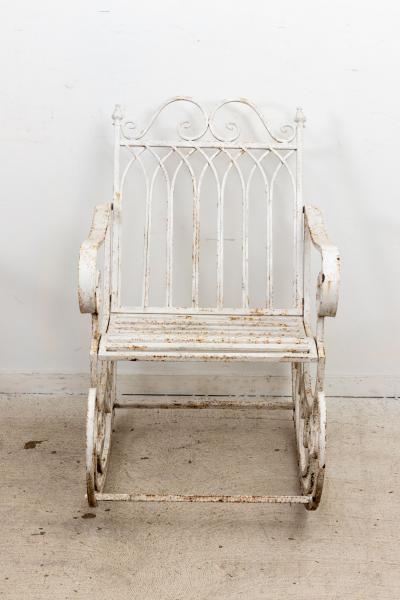 Pair of White Painted Garden Rocking Chairs