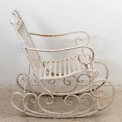 Pair of White Painted Garden Rocking Chairs