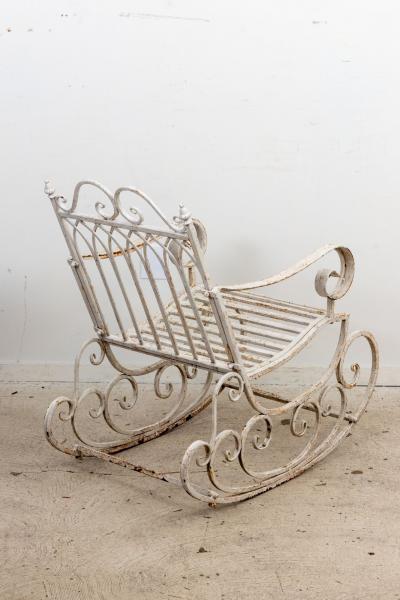 Pair of White Painted Garden Rocking Chairs