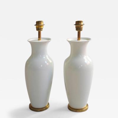 Pair of White Porcelain Lamps