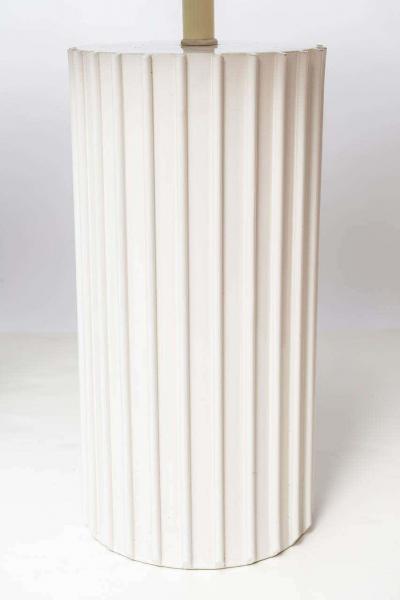 Pair of White Ridged Table Lamps