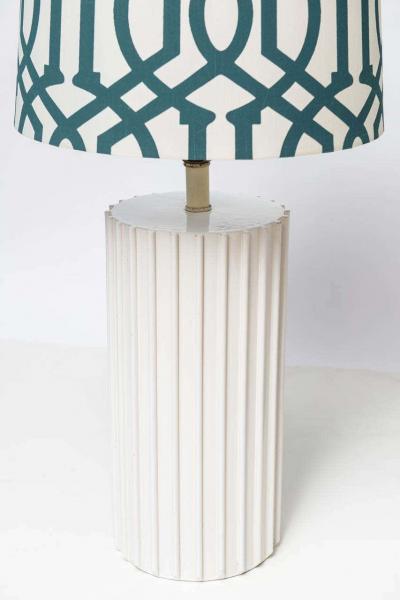 Pair of White Ridged Table Lamps