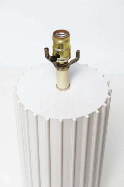 Pair of White Ridged Table Lamps