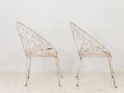 Pair of White Round Garden or Bistro Chairs 1970s