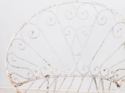 Pair of White Round Garden or Bistro Chairs 1970s