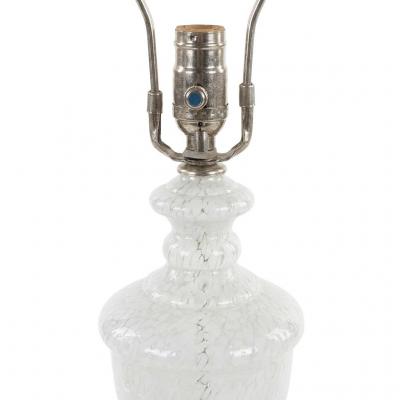 Pair of White Speckled Murano Glass Table Lamps