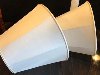 Pair of White and Grey Veined Column Marble Table Lamps with Custom Shades
