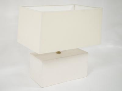 Pair of White rectangular ceramic lamps Manufacture Desvres circa 1950