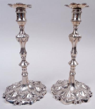 Pair of William Cafe English Georgian Classical Candlesticks 1762