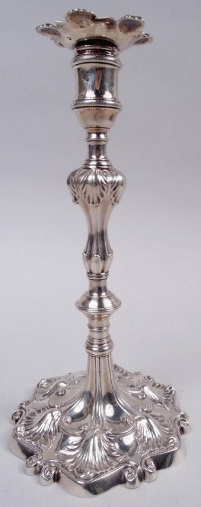 Pair of William Cafe English Georgian Classical Candlesticks 1762