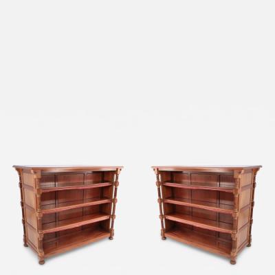 Pair of William IV Mahogany Open Two Sided Bookcases