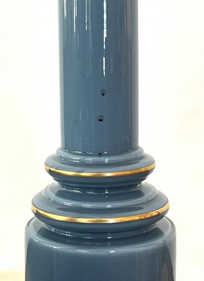 Pair of Wilmar Lamp Co Steel Blue Cased Glass Columnar Lamps
