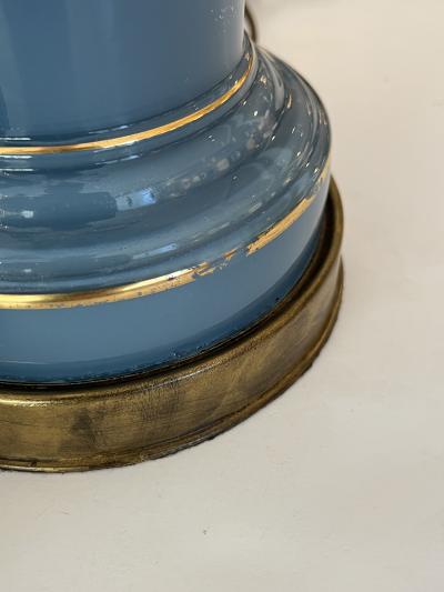 Pair of Wilmar Lamp Co Steel Blue Cased Glass Columnar Lamps