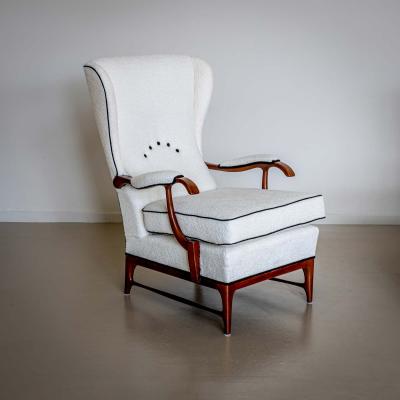 Pair of Wingback Armchairs attr to Paolo Buffa Italy 1950s