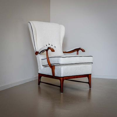 Pair of Wingback Armchairs attr to Paolo Buffa Italy 1950s