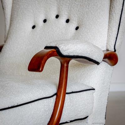 Pair of Wingback Armchairs attr to Paolo Buffa Italy 1950s