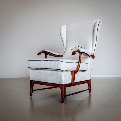 Pair of Wingback Armchairs attr to Paolo Buffa Italy 1950s