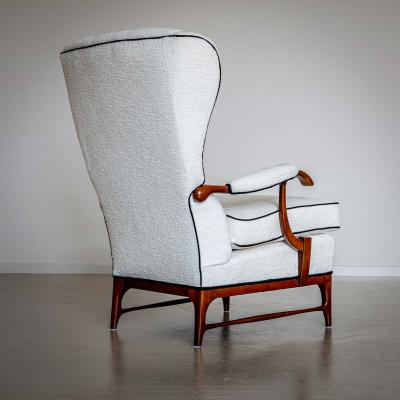 Pair of Wingback Armchairs attr to Paolo Buffa Italy 1950s