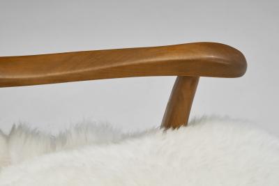 Pair of Wingback Armchairs in Sheepskin Europe 20th Century