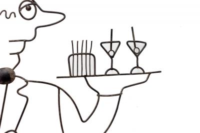 Pair of Wire Sculptures Depicting Waitstaff