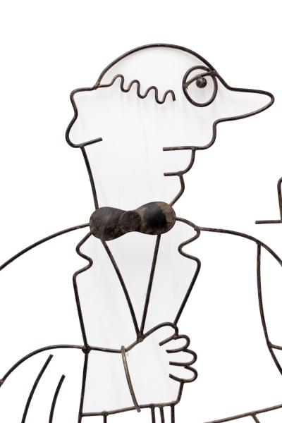 Pair of Wire Sculptures Depicting Waitstaff
