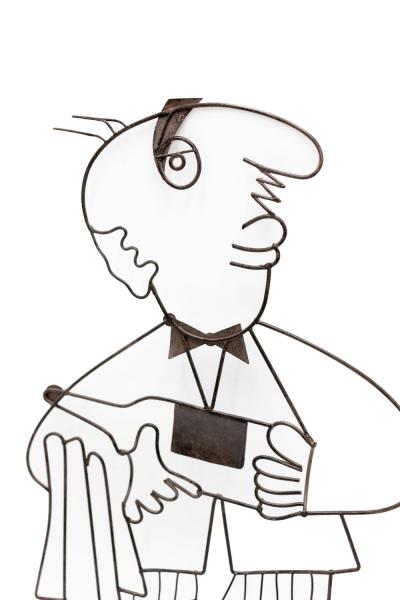 Pair of Wire Sculptures Depicting Waitstaff