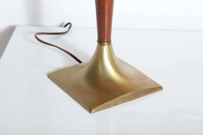Pair of Wood and Brass Lamps