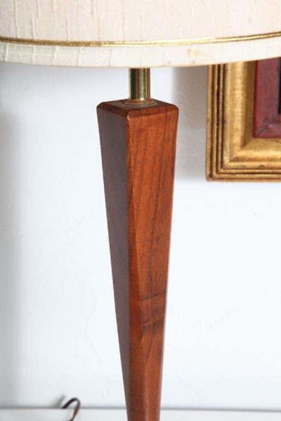 Pair of Wood and Brass Lamps