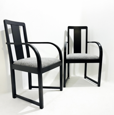 Pair of Wood and Fabric Armchairs 1920s