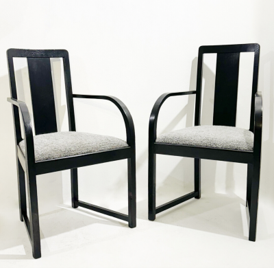 Pair of Wood and Fabric Armchairs 1920s