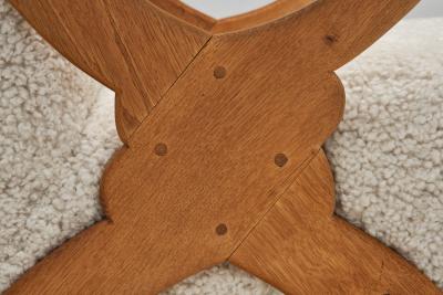 Pair of Wood and Sheepskin Lounge Chairs Europe Mid 20th Century