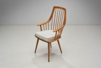 Pair of Wooden Armchairs with Upholstered Cushions Europe 20th Century