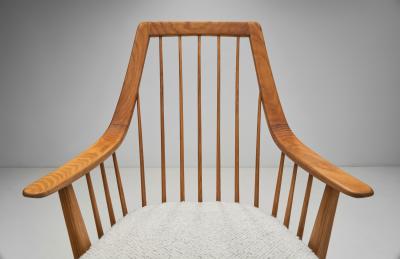 Pair of Wooden Armchairs with Upholstered Cushions Europe 20th Century