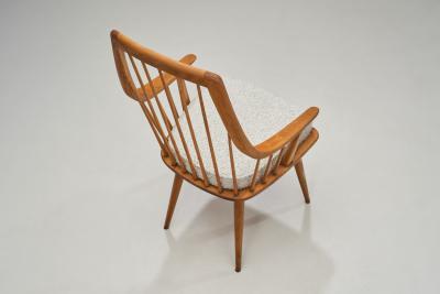 Pair of Wooden Armchairs with Upholstered Cushions Europe 20th Century