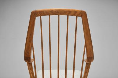 Pair of Wooden Armchairs with Upholstered Cushions Europe 20th Century