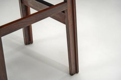 Pair of Wooden Barstools with Leather Seating Denmark 1960s