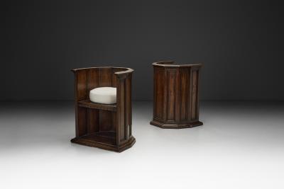 Pair of Wooden Chairs with Upholstered Cushions Europe Early 20th Century