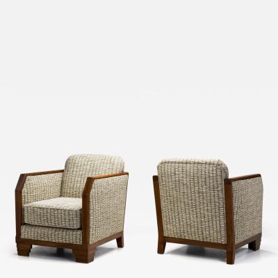 Pair of Wooden Frame Art Deco Armchairs France ca 1940s
