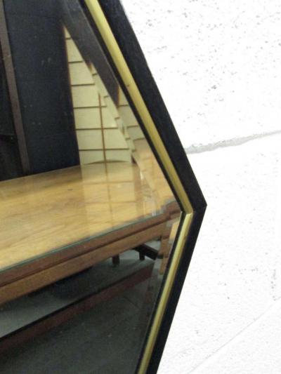 Pair of Wooden Framed Diamond Mirrors
