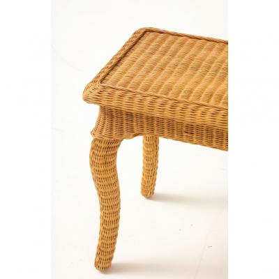 Pair of Woven Rattan Side Tables France circa 1970